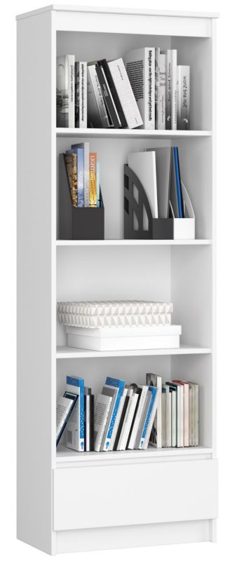 Regał Akord R60 Biały 60 cm façade Blanche mat 1 szuflada kolor Biały mat 4 półki 60x35x180 cm 1 szt.