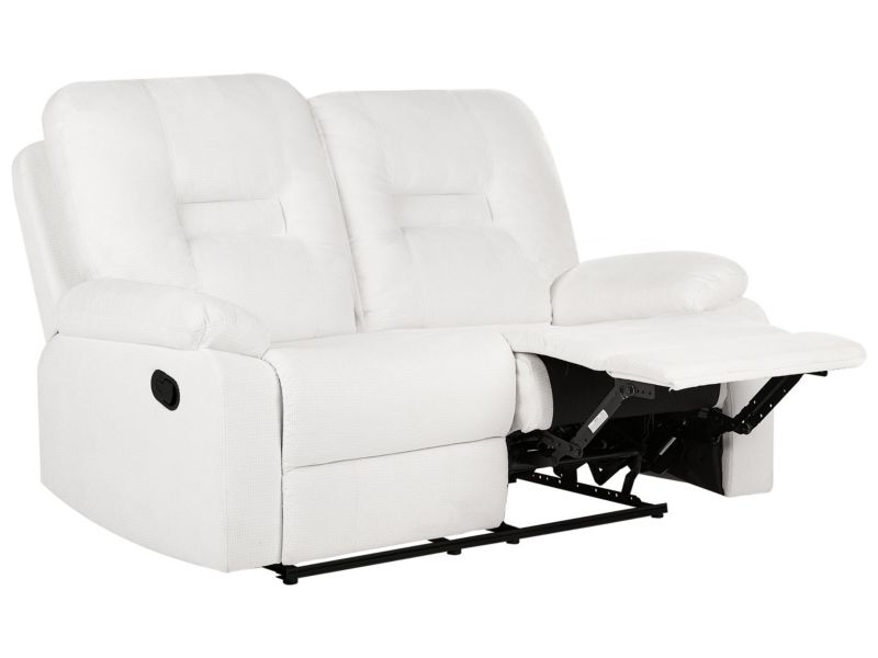 Sofa z manualną funkcją relaksu 2-osobowa biała Bergen 1 szt.