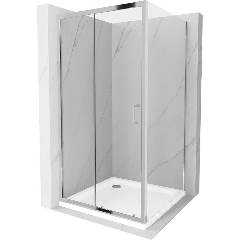 Kabina prysznicowa Mexen Apia rozsuwana 90 x 90 cm transparent chrom + brodzik Flat