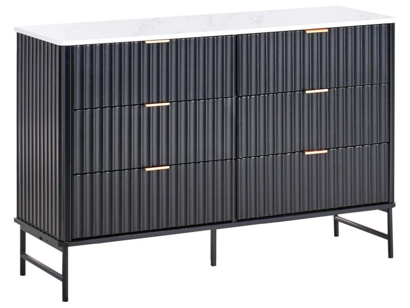 Komoda 6 szuflad Glastonbury 80 cm Efekt marmuru Biały marmur 1 szt.
