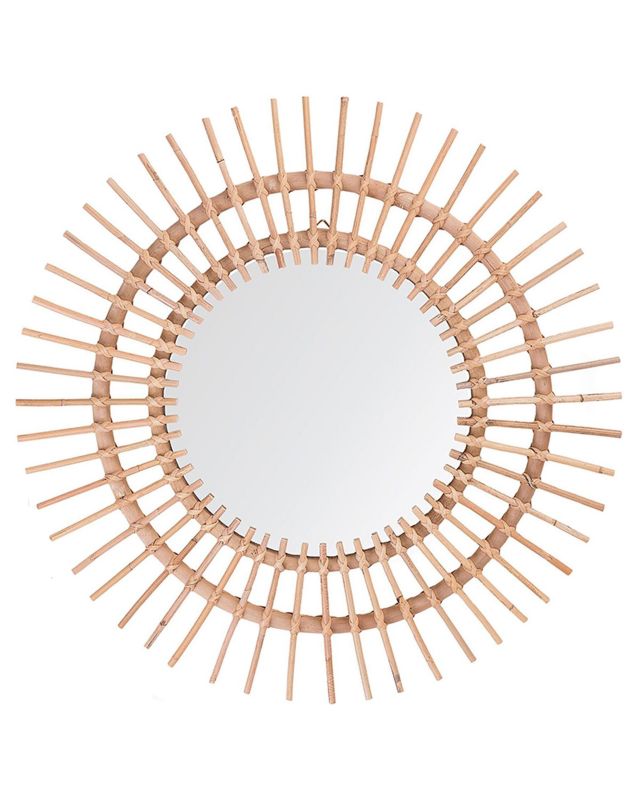Lustro ścienne Stenen 76 cm 76 cm Rattan Beżowy 1 szt.