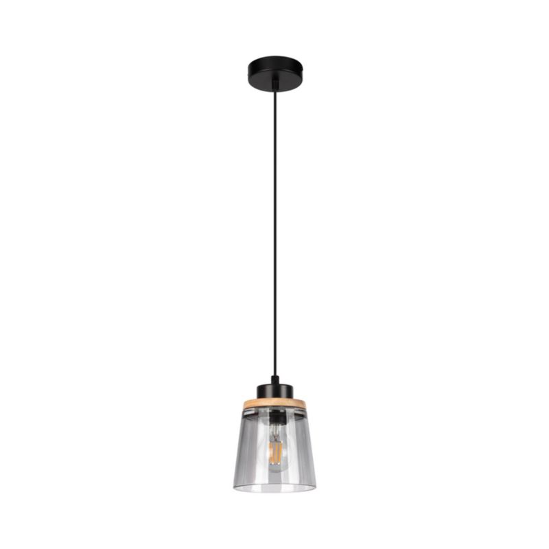 Drewniana Lampa Wisząca SPOT Light 1xE27 Max.60W Dąb Olejowany FSC z Szkłem Dymionym, Polski Producent 1 szt.