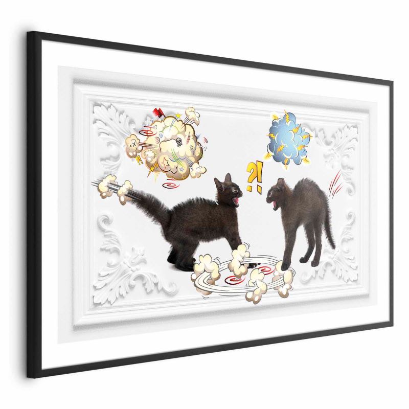 Plakat Artgeist Kocia kłótnia 42x29,7 cm z ramą czarną 1 szt