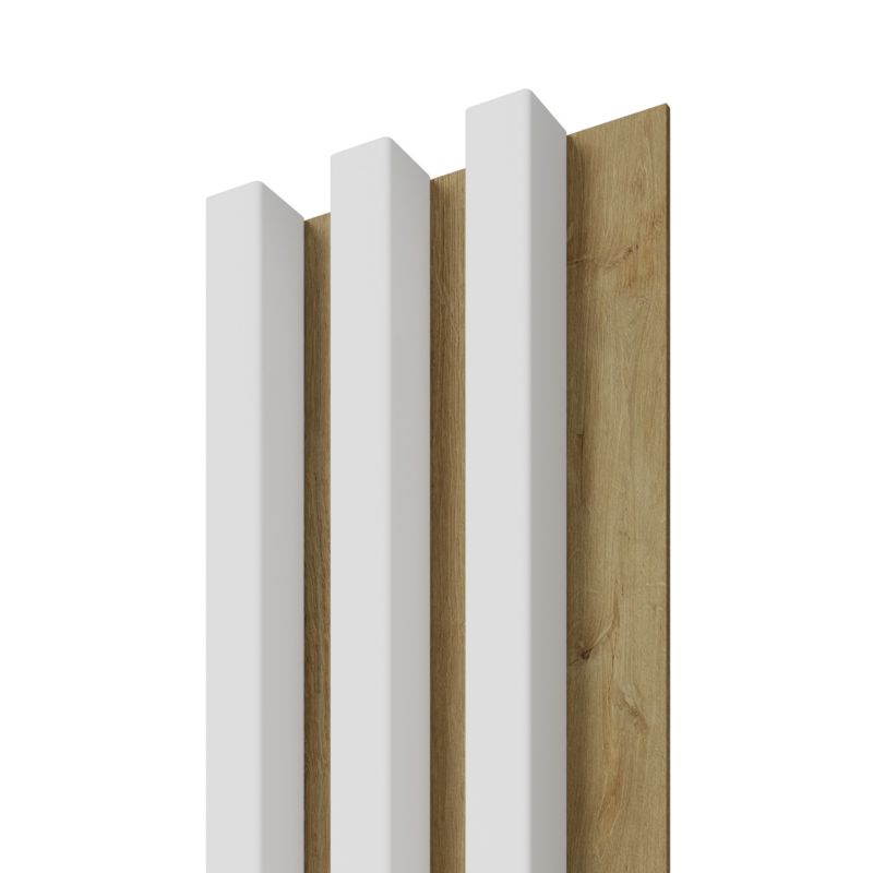 Lamel ścienny Stegu Linea Slim 265 x 15 cm Panel biały/dąb 3 elementy - 1szt.