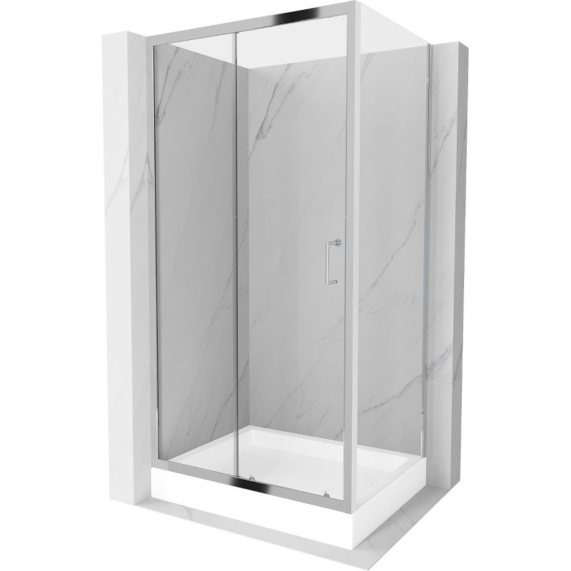 Kabina prysznicowa Mexen Apia rozsuwana 100 x 80 cm transparent chrom + brodzik Rio