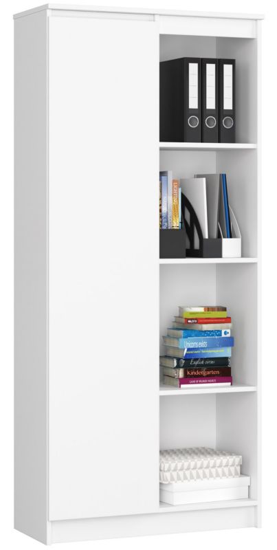 Regał Akord R80 Biały 80 cm 1 drzwi kolor Biały mat 8 półek 80x35x180 cm 1 szt.