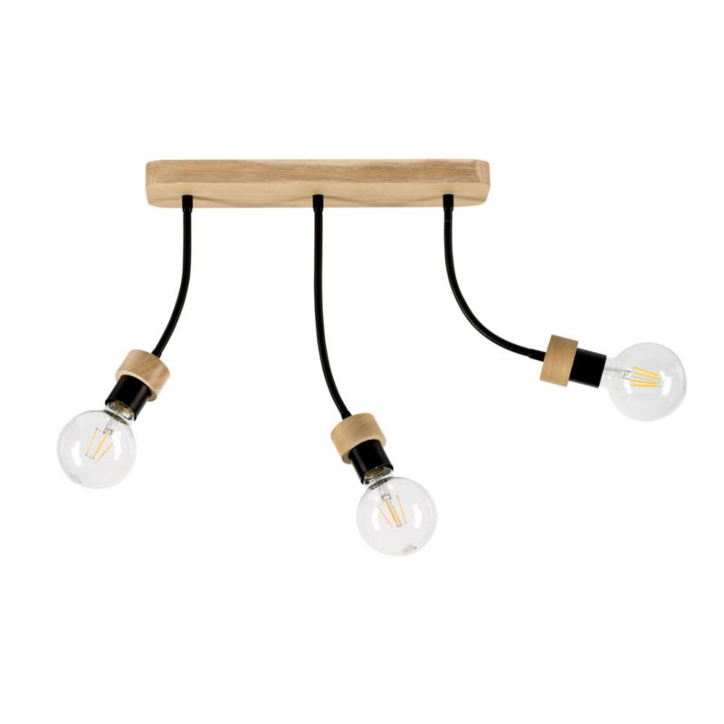Drewniana Lampa Sufitowa SPOT Light 3xE27 Max.25W Dąb Olejowany FSC z Czarnymi Detalami, Polski Producent, 1 szt.
