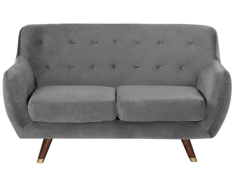 Sofa 2-osobowa welurowa szara Bodo 1 szt.