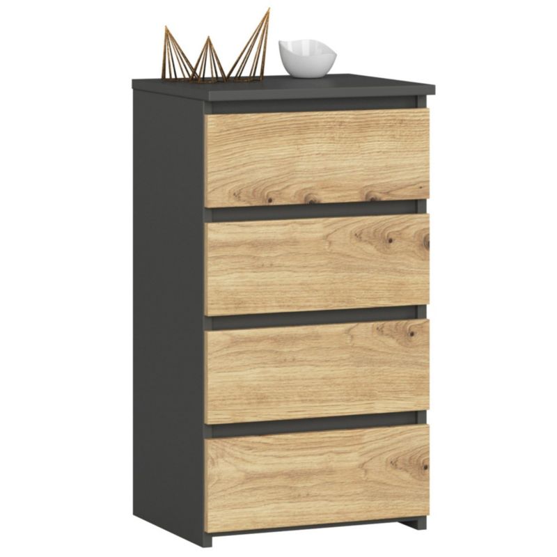 Komoda Akord CL4 Grafit Szary 40 cm 4 szuflady kolor Dąb Artisan mat 40x35x74 cm 1 szt.