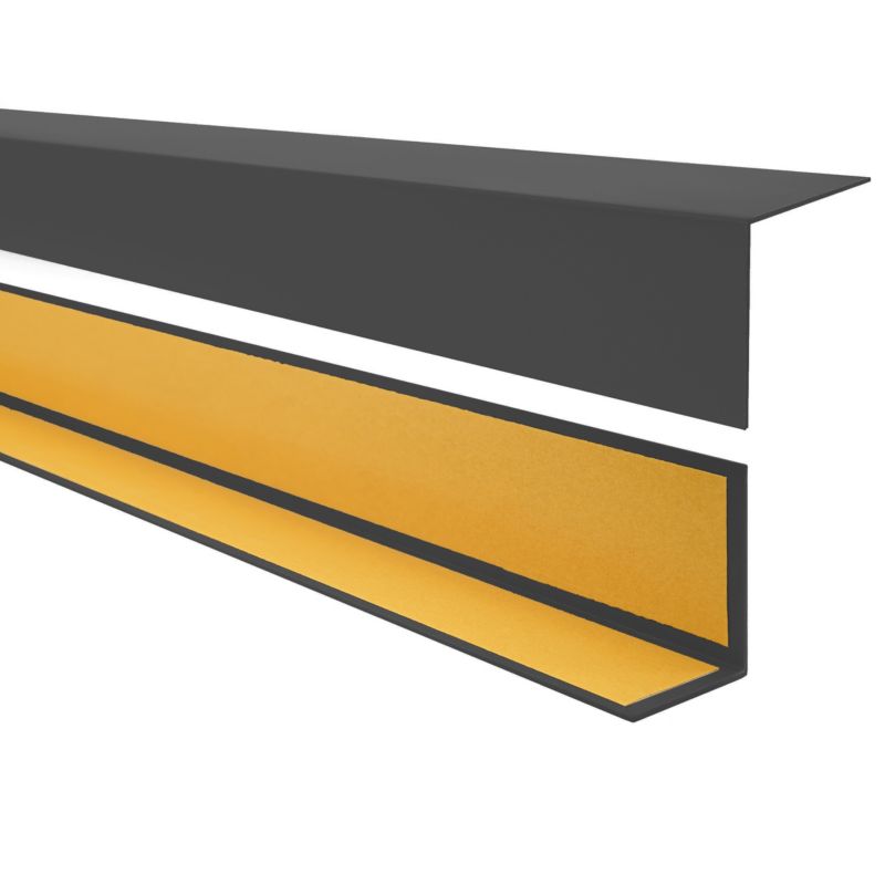 Kątownik twardy PCV 50x20mm, QUEST samoprzylepny, ozdobny profil L kątowy, narożnik dekoracyjny z klejem, KTK, ciemnoszary, 2m