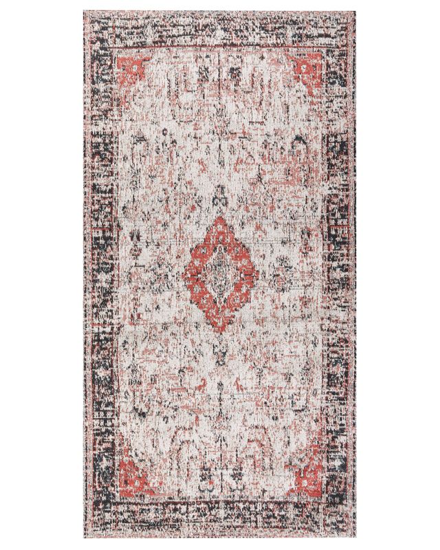 Dywan bawełniany 80 x 150 cm czerwony z beżowym Attera 1 szt.