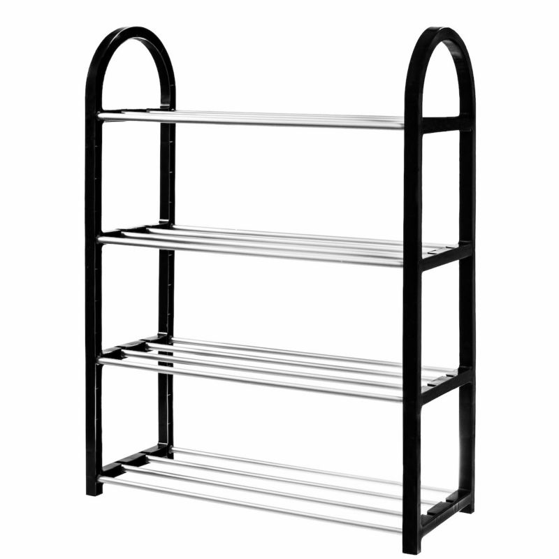 Szafka na buty z metalowymi Springos 4 półkami regał czarny 1 szt.