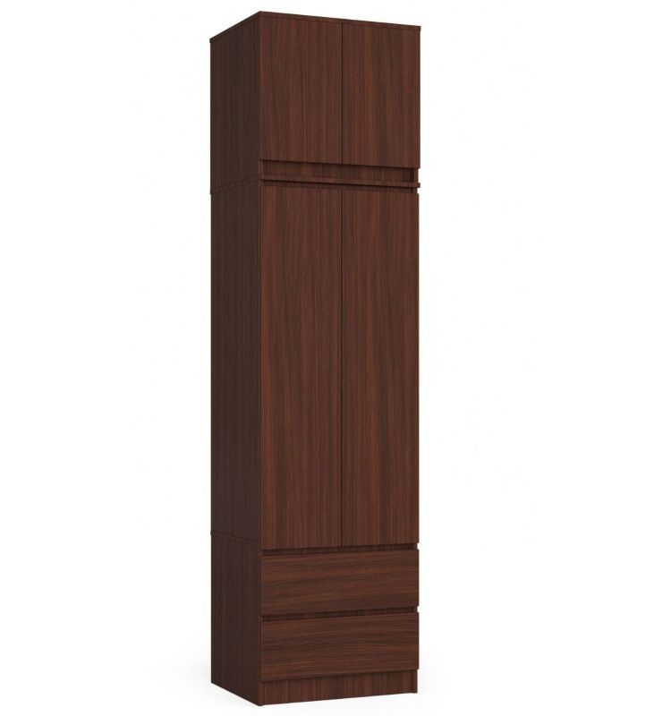 Szafa Akord S60 z nadstawką Wenge 60 cm 2 drzwi 2 szuflady kolor Wenge mat 3 półki 60x51x234 cm 1 szt.