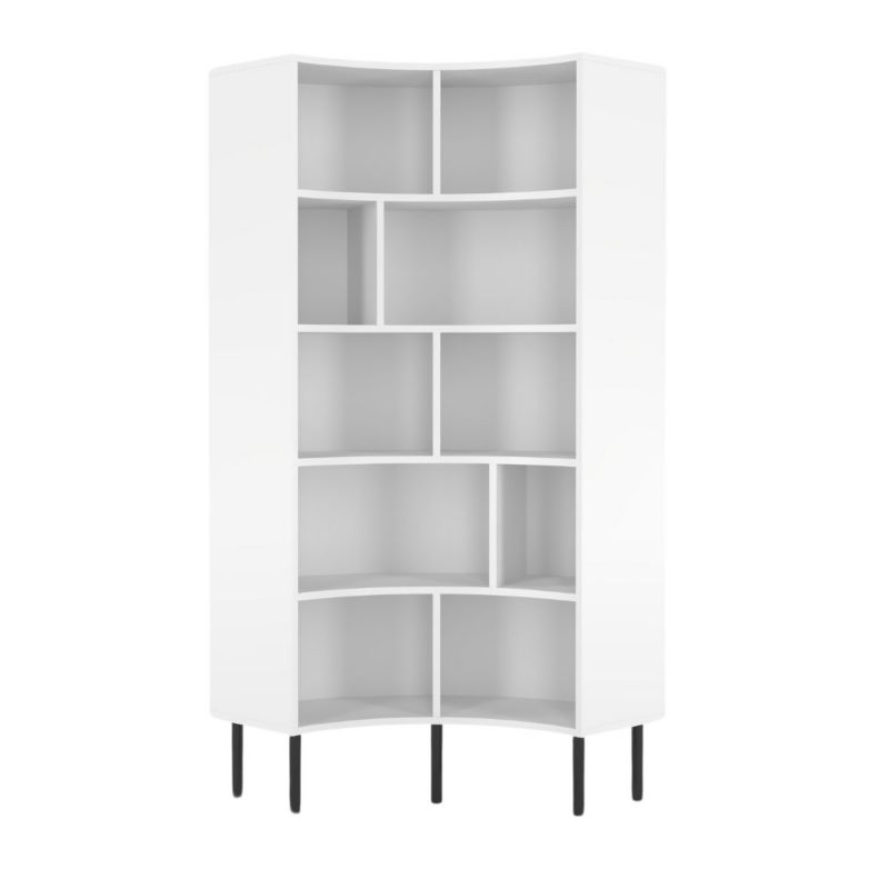 Narożny regał Skandica HORN z czarnymi nogamibiały80 cm 1 szt.