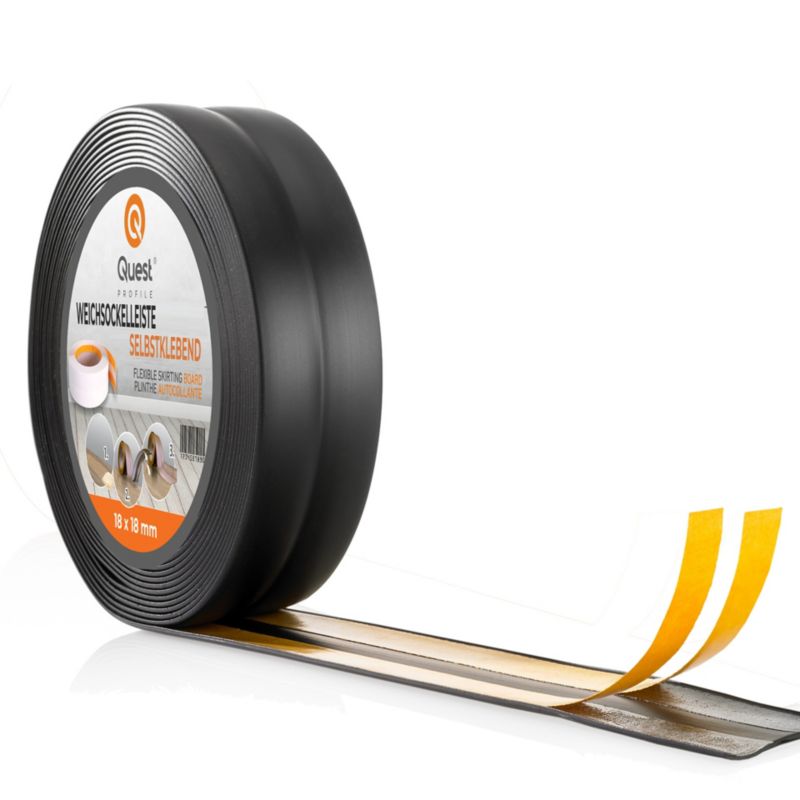 Listwa wykończeniowa PCV 30x30mm, QUEST, samoprzylepna, elastyczna, miękka taśma dekoracyjna, czarny, 20m