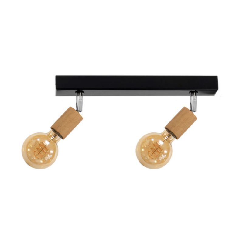 Drewniana Lampa Sufitowa SPOT Light 2xE27 Max.25W Dąb Olejowany FSC z Czarnymi Detalami, Polski Producent, 1 szt.
