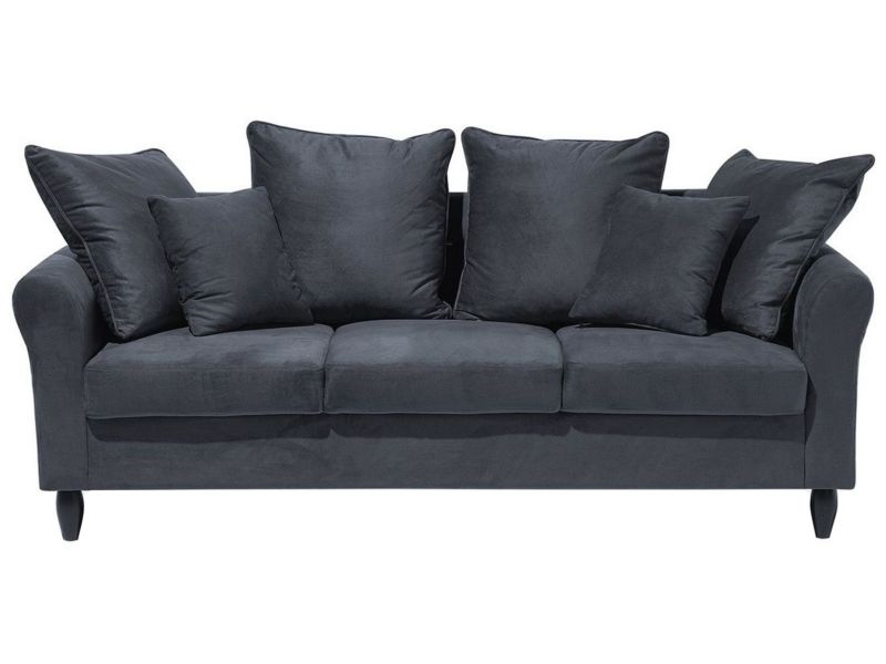 Sofa 3-osobowa welurowa szara Bornholm 1 szt.