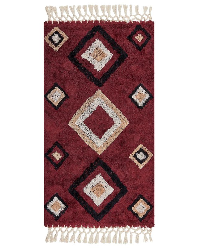 Dywan bawełniany 80 x 150 cm czerwony Siirt 1 szt.