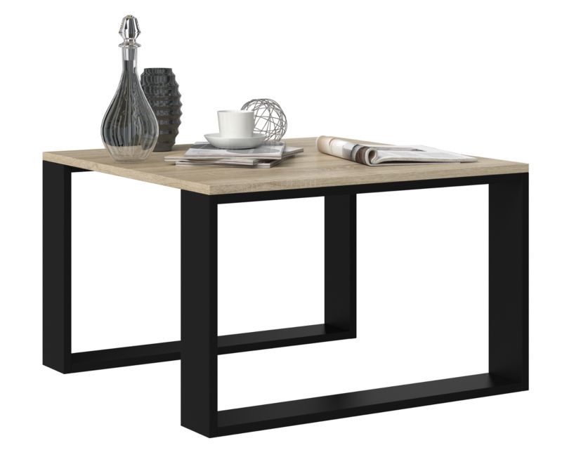 Stolik Kawowy Topeshop Ława Loft Modern Mini Dąb Sonoma Czarny 67x67x40 cm 1 szt.