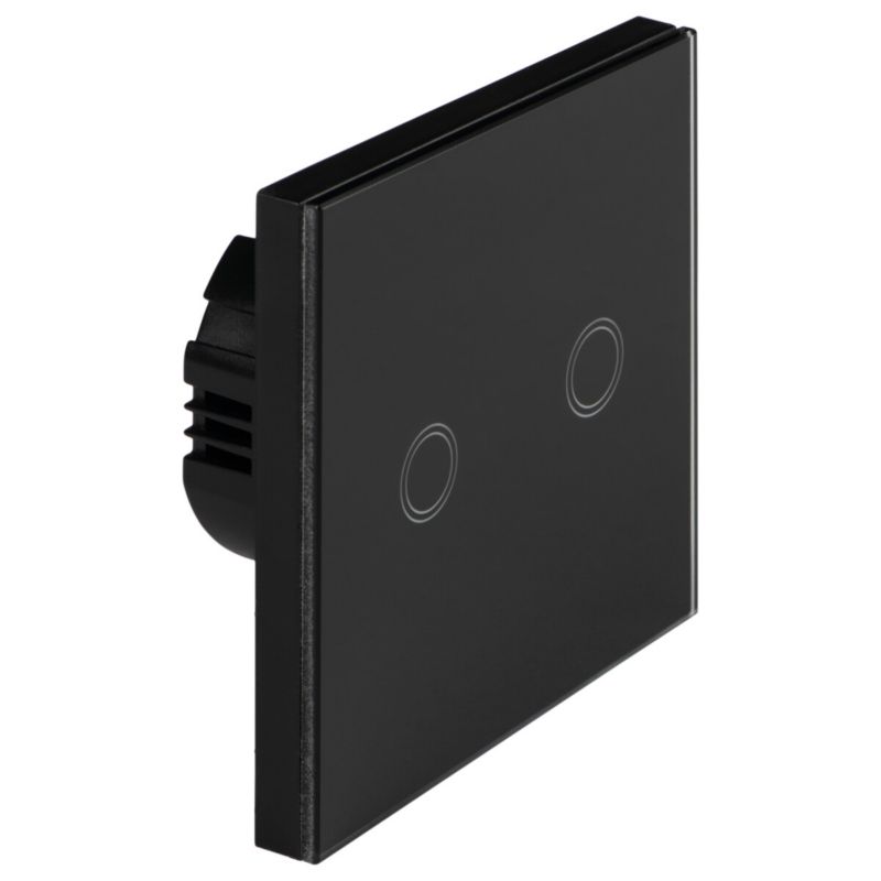 Łącznik świecznikowy LightLogic LL TOUCH SWITCH 2B 31343 włącznik podwójny szklany dotykowy czarny 1 szt.