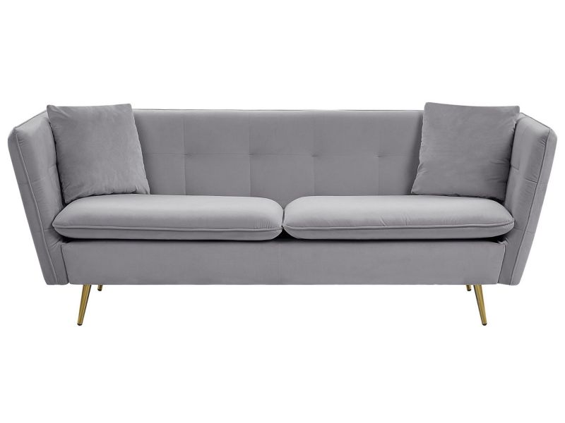 Sofa 3-osobowa welurowa szara Frederica 1 szt.
