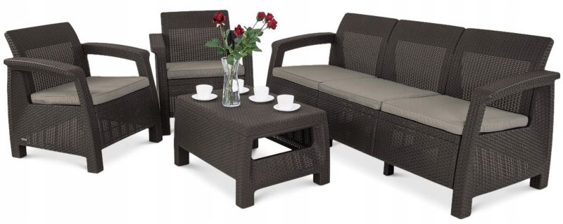 Zestaw Mebli Ogrodowych Corfu Set 3 brązowy 1 szt