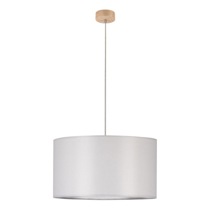 Drewniana Lampa Wisząca SPOT Light 1xE27 Max.60W Dąb Olejowany FSC w Połączeniu z Szarym Abażurem, 1 szt.