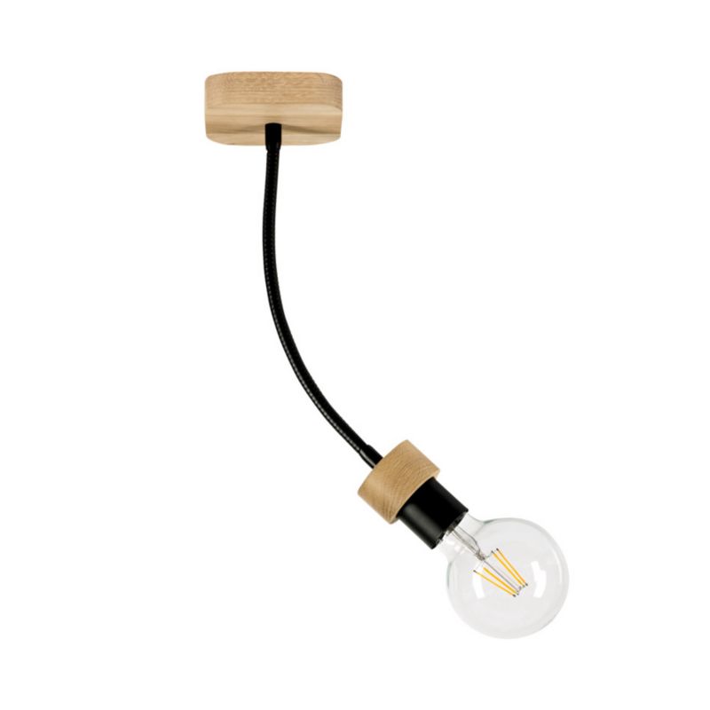 Drewniana Lampa Sufitowa SPOT Light 1xE27 Max.25W Dąb Olejowany FSC z Czarnymi Akcentami, Polski Producent, 1 szt.