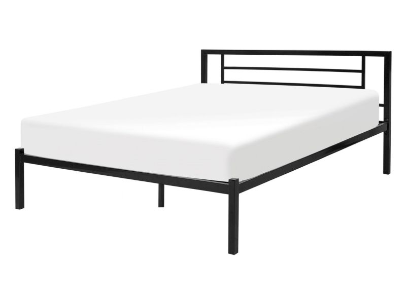 Łóżko metalowe 140 x 200 cm czarne Cusset 1 szt.