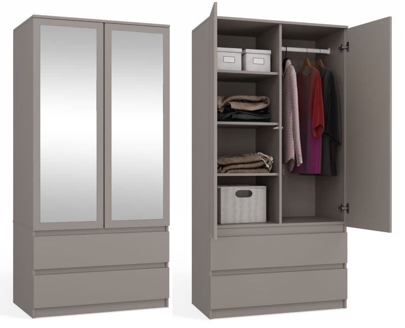 Szafa Topeshop SS-90 z Lustrem Garderoba Glina Szary 50x90x180 cm 1 szt.