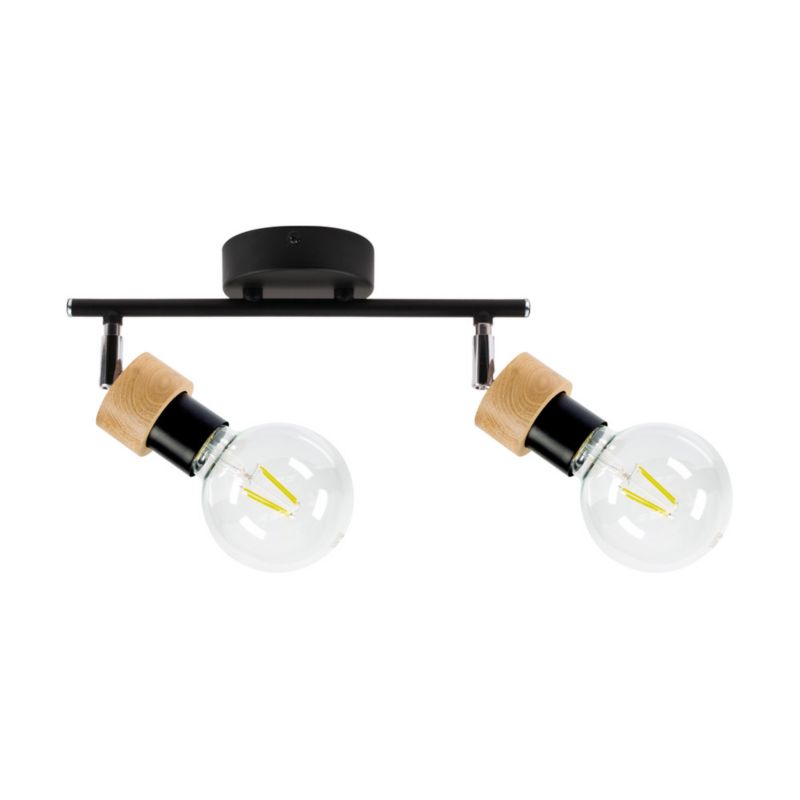Metalowa Lampa Sufitowa SPOT Light 2xE27 Max.25W Dąb Olejowany FSC, Polski Producent, 1 szt.