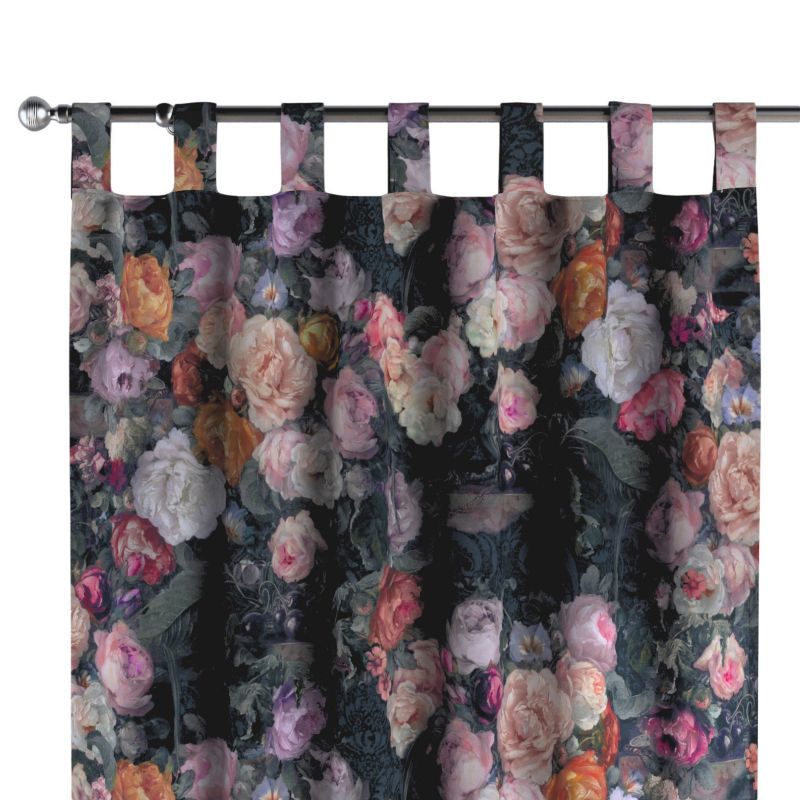 Zasłona na szelkach Dekoria 130x260 cm Gardenia wielobarwne kwiaty na ciemnym tle 1 szt.