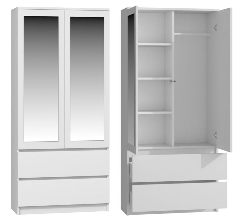 Szafa Topeshop SS-90 Z Lustrem Biała Garderoba 50x90x180 cm 1 szt.