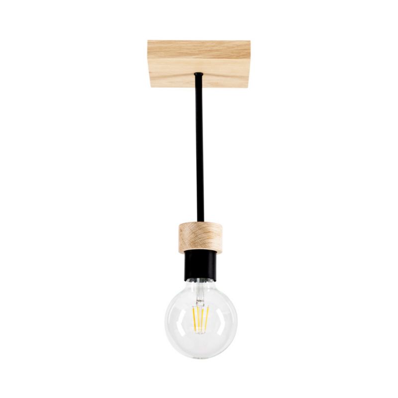 Drewniana Lampa Sufitowa SPOT Light 1xE27 Max.25W Dąb Olejowany FSC z Czarnym Metalem, Polski Producent, 1 szt.