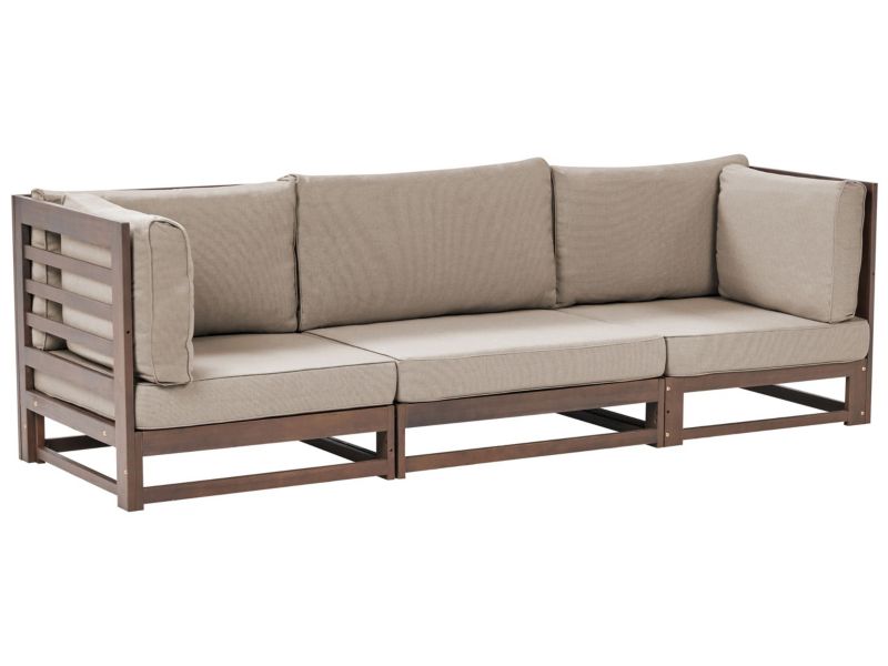 Sofa trzyosobowa Trani Certyfikowane drewno akacjowe Ciemne drewno 1 szt.