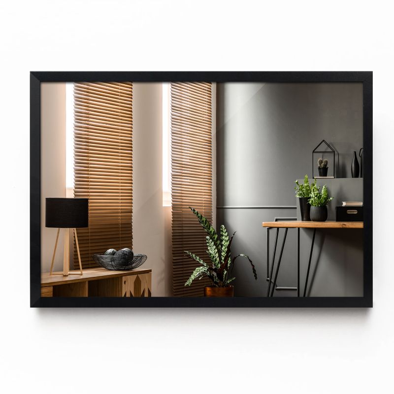 Lustro prostokątne Tulup 60 x 40 glamour ścienne w czarnej ramie MDF 1 szt.