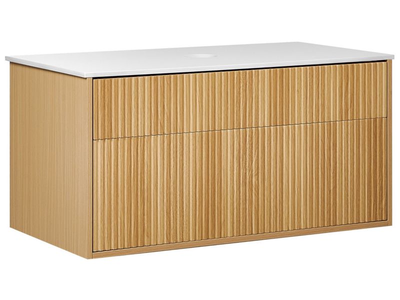 Szafka łazienkowa wisząca 100 x 52 cm jasne drewno Bexti 1 szt.