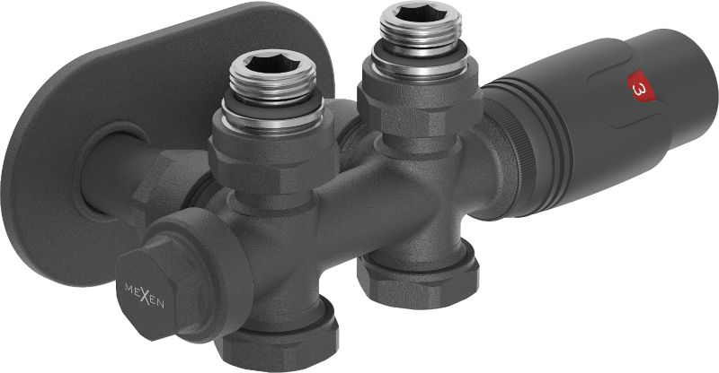 Zestaw termostatyczny kątowy/prosty Mexen G00 antracyt W908-900-905-66 1 szt.
