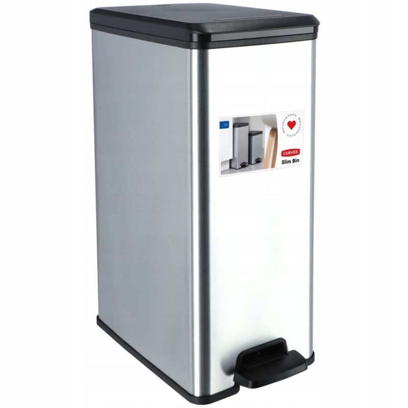 Kosz na śmieci Curver Slim Bin 40L, srebrny