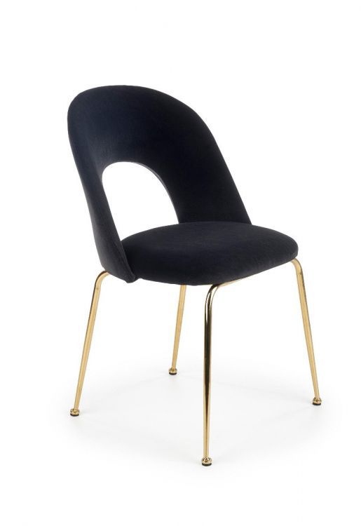 Krzesło Halmar tapicerowane K385 VELVET czarne/złote 1 szt