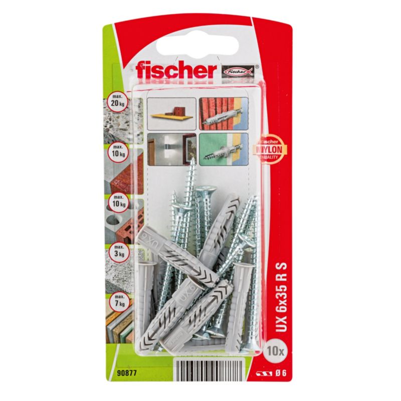 Kołki uniwersalne z wkrętami Fischer UX 6 x 35 mm 10 szt.