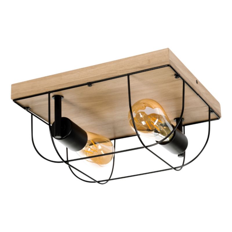 Drewniana Lampa Sufitowa SPOT Light 2xE27 Max.15W LED Dąb Olejowany FSC z Dodatkiem Czerni, Polski Producent, 1 szt.