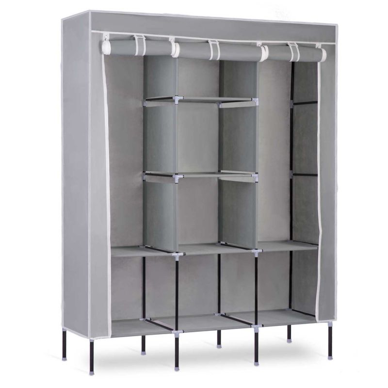 Materiałowa szafa tekstylna Massido garderoba składana 175x130x45cm szara 1szt.
