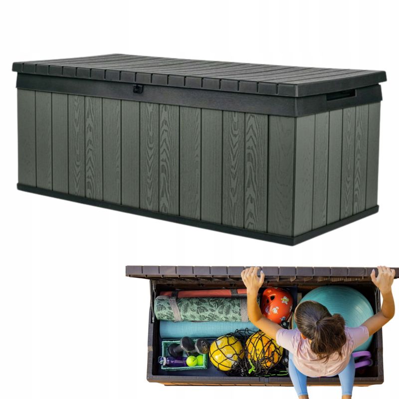 Skrzynia Ogrodowa Keter Darwin Box 380L 142.5x65.3x54.5cm z Siedziskiem 300kg Oliwkowa 1 szt.