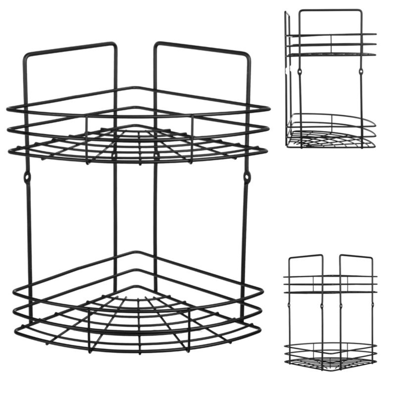 Półka Łazienkowa KADAX Pod Prysznic Wisząca Regał Czarna 2 Poziomowa metal Loft 1 szt.