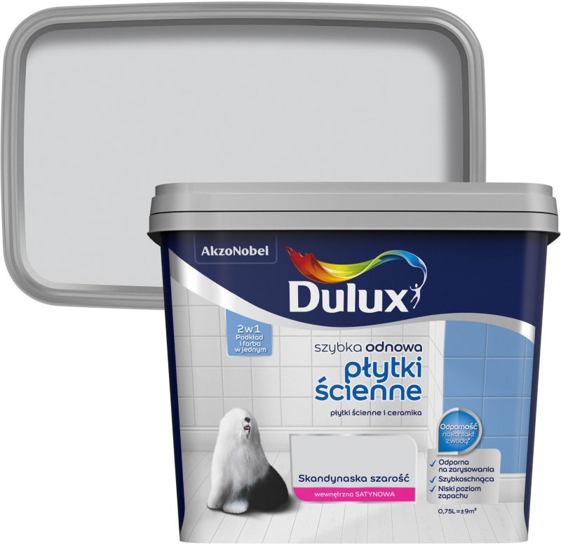 Farba renowacyjna do płytek ściennych Dulux Szybka Odnowa skandynawska szarość 0,75 l