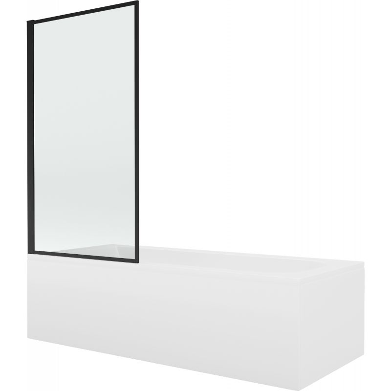 Wanna prostokątna Mexen Vega 150 x 70 cm z obudową i parawanem 1-skrzydłowym 70 cm czarny wzór 550115070X9307017070 1 szt.