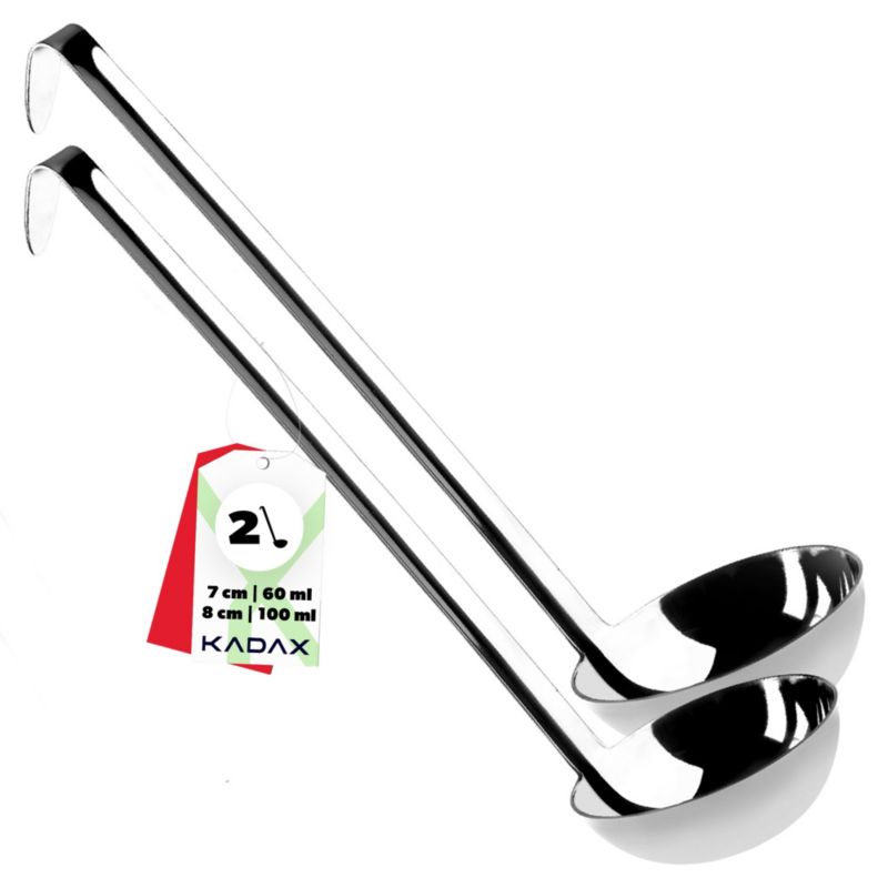 Chochla KADAX Łyżka Nabierka Do Zupy Zestaw Srebrny 7+8cm 2 szt.