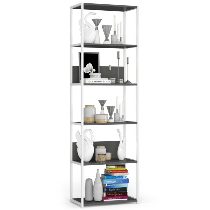 Regał loft Akord metalowy Biały 60 cm kolor Szary mat 6 półek 60x32x192 cm 1 szt.