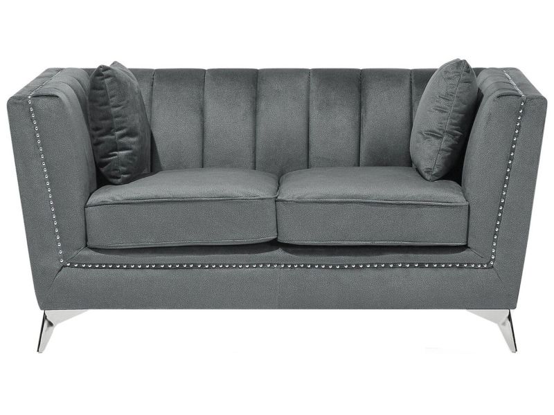 Sofa 2-osobowa welurowa szara Gaula 1 szt.